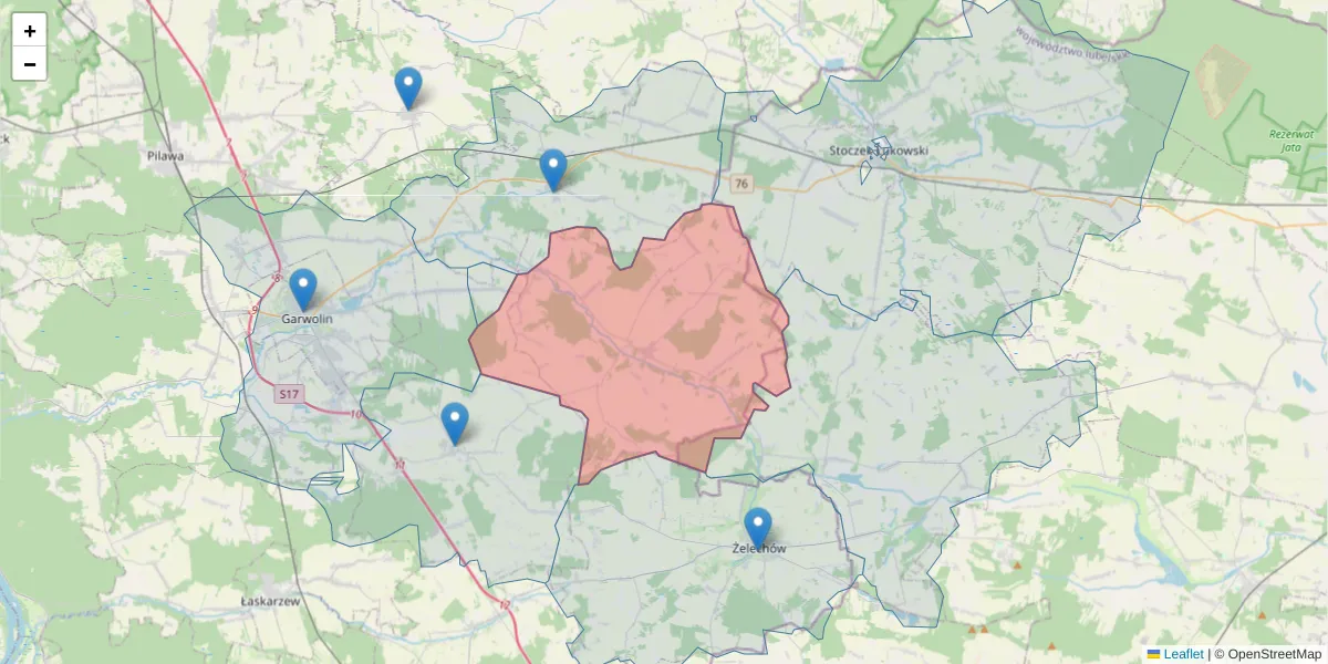 Szczegółowa mapa kodu pocztowego 08-420 z granicami, sąsiednimi kodami pocztowymi i urzędami pocztowymi