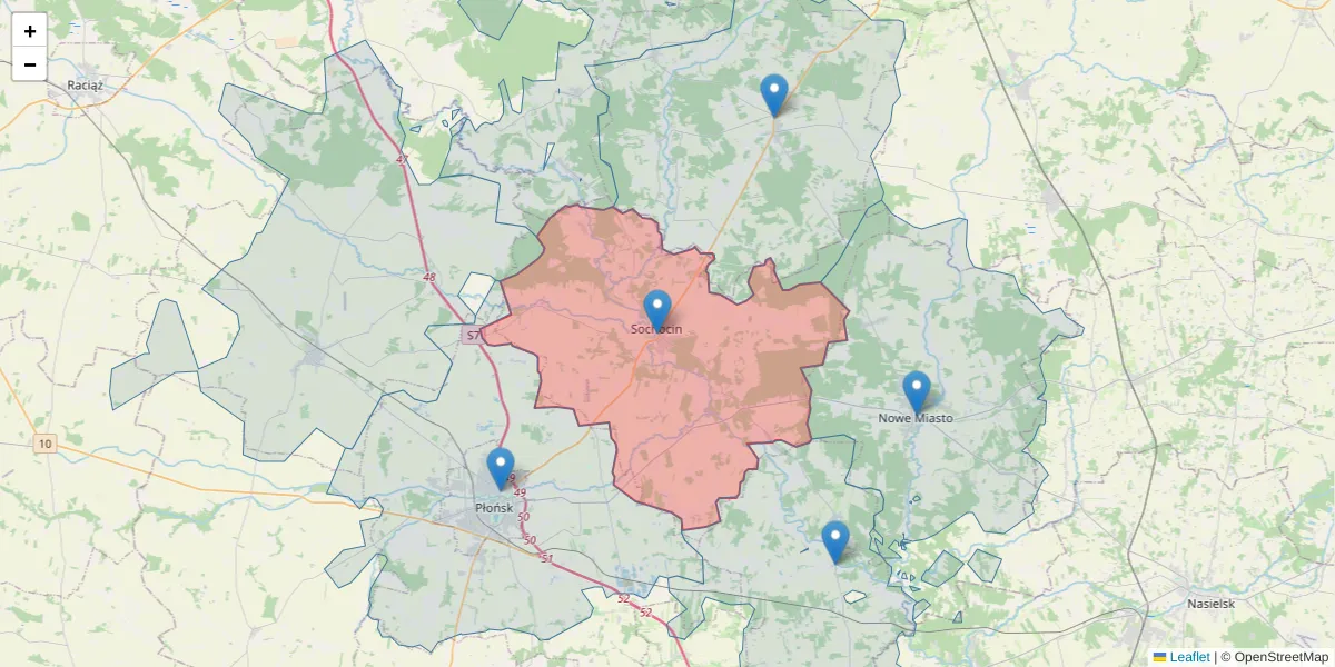 Szczegółowa mapa kodu pocztowego 09-110 z granicami, sąsiednimi kodami pocztowymi i urzędami pocztowymi