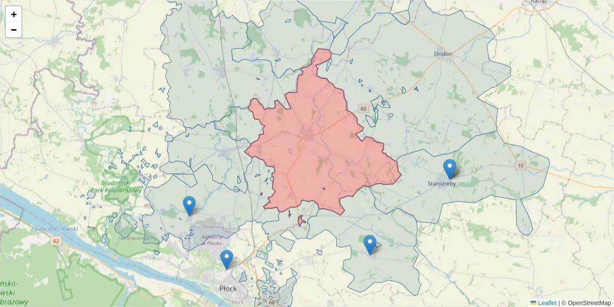 Szczegółowa mapa kodu pocztowego 09-230 z granicami, sąsiednimi kodami pocztowymi i urzędami pocztowymi