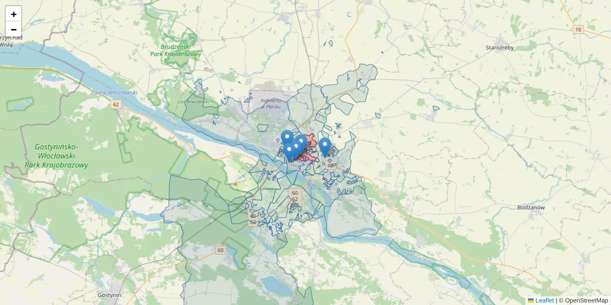 Szczegółowa mapa kodu pocztowego 09-407 z granicami, sąsiednimi kodami pocztowymi i urzędami pocztowymi