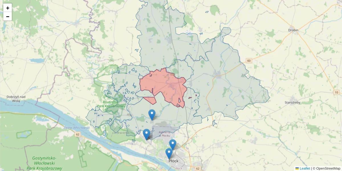 Szczegółowa mapa kodu pocztowego 09-412 z granicami, sąsiednimi kodami pocztowymi i urzędami pocztowymi
