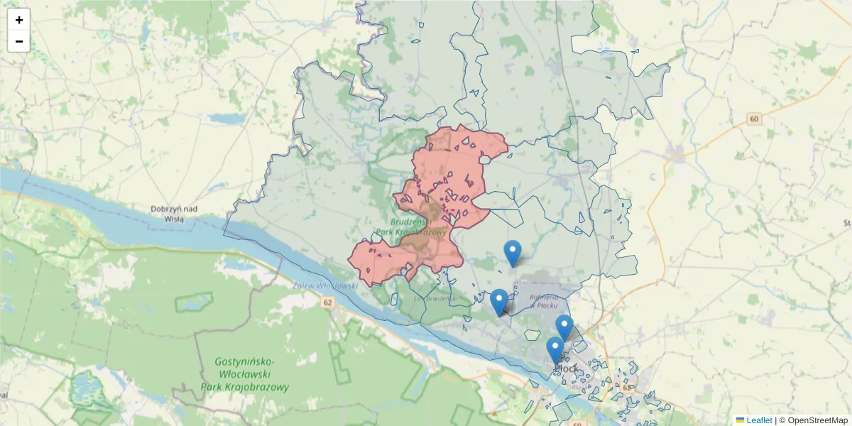 Szczegółowa mapa kodu pocztowego 09-413 z granicami, sąsiednimi kodami pocztowymi i urzędami pocztowymi