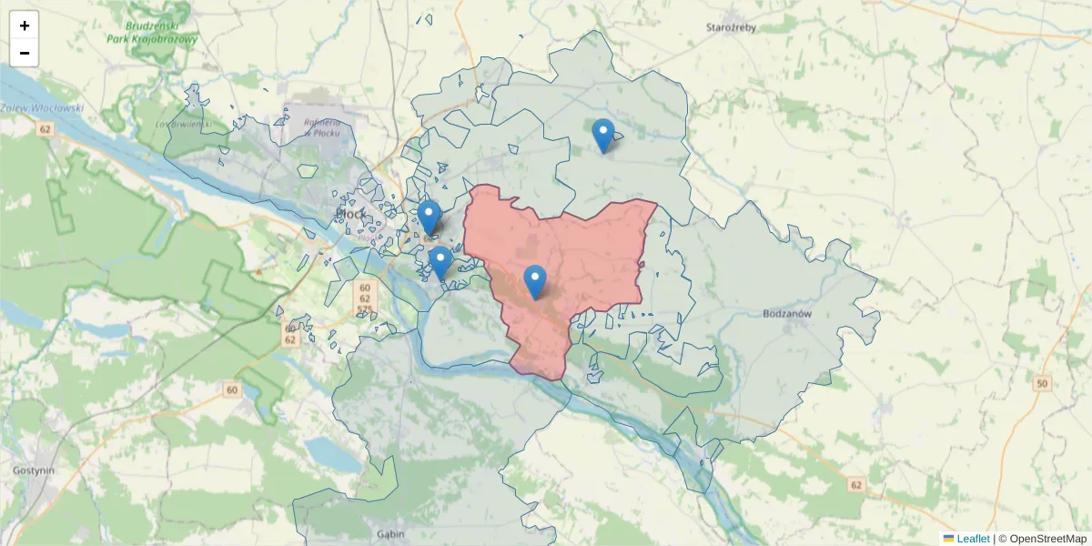 Szczegółowa mapa kodu pocztowego 09-472 z granicami, sąsiednimi kodami pocztowymi i urzędami pocztowymi