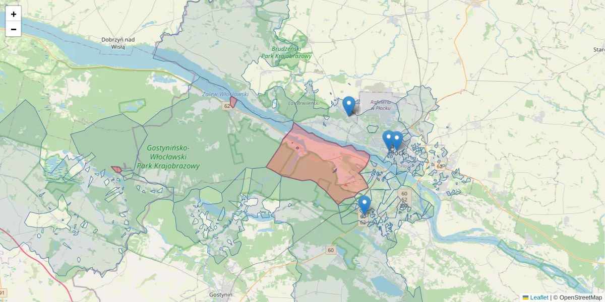 Szczegółowa mapa kodu pocztowego 09-506 z granicami, sąsiednimi kodami pocztowymi i urzędami pocztowymi