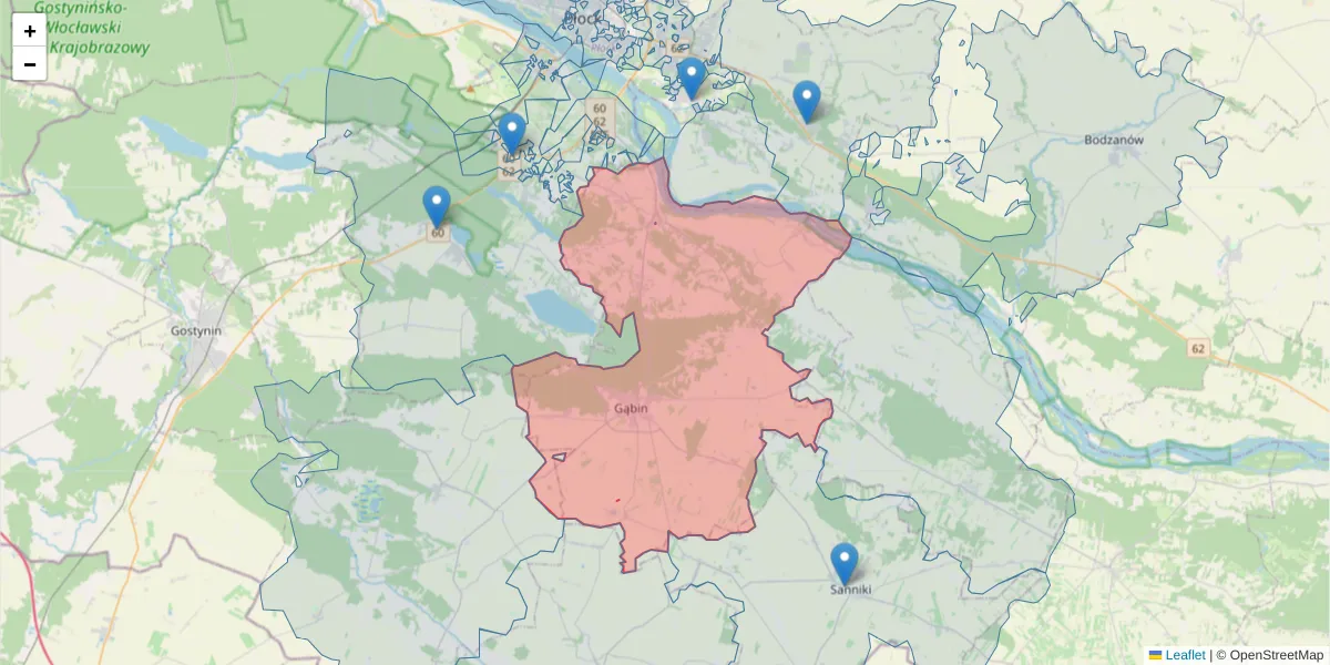 Szczegółowa mapa kodu pocztowego 09-530 z granicami, sąsiednimi kodami pocztowymi i urzędami pocztowymi