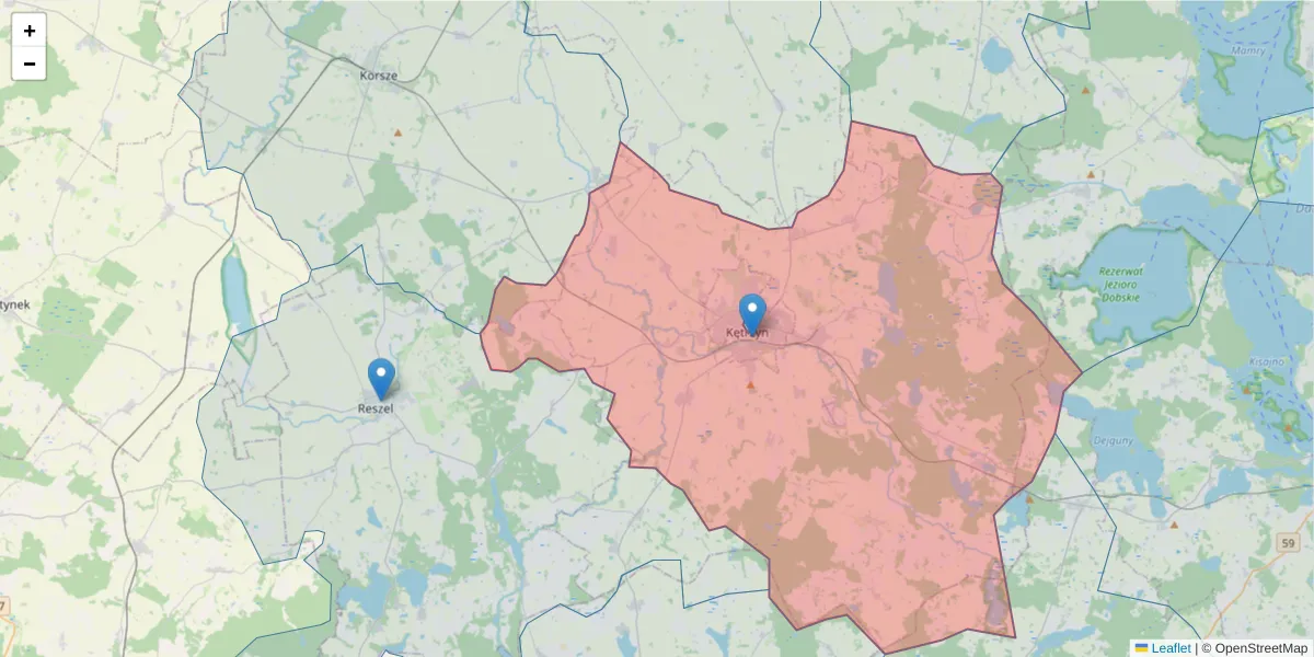Szczegółowa mapa kodu pocztowego 11-400 z granicami, sąsiednimi kodami pocztowymi i urzędami pocztowymi