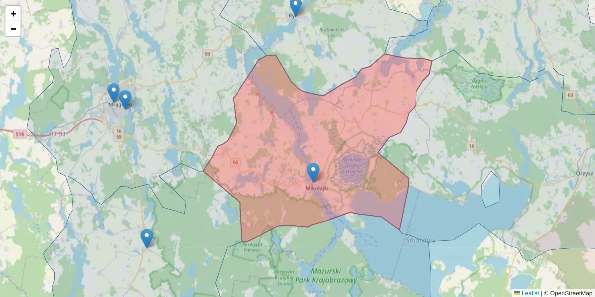 Szczegółowa mapa kodu pocztowego 11-730 z granicami, sąsiednimi kodami pocztowymi i urzędami pocztowymi