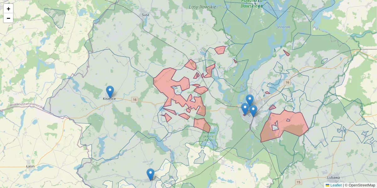 Szczegółowa mapa kodu pocztowego 14-202 z granicami, sąsiednimi kodami pocztowymi i urzędami pocztowymi