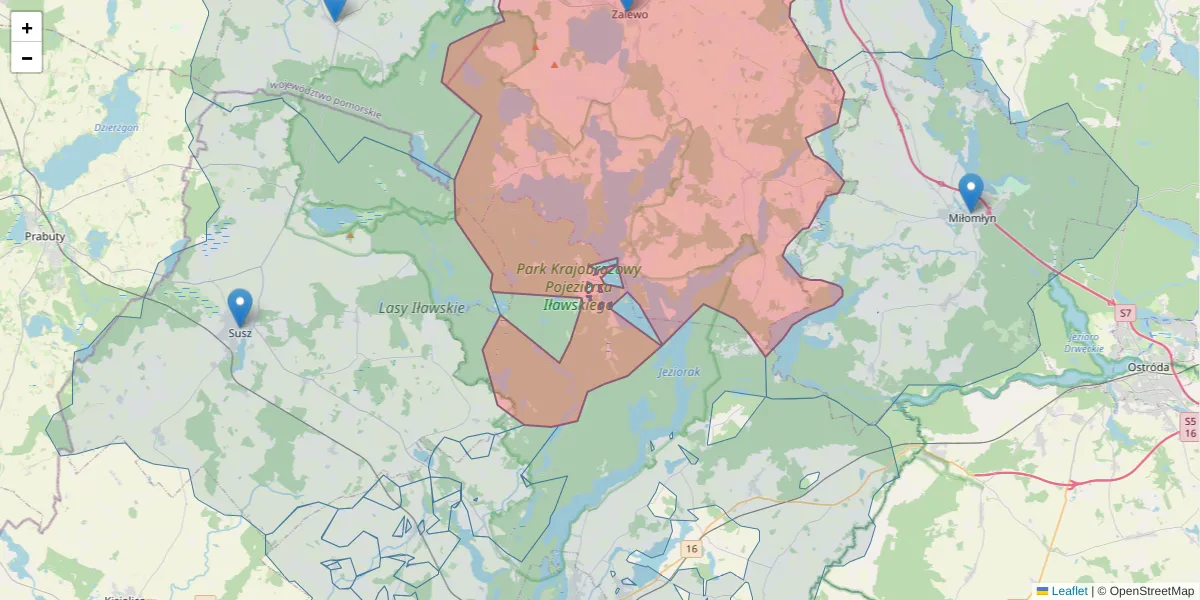 Szczegółowa mapa kodu pocztowego 14-230 z granicami, sąsiednimi kodami pocztowymi i urzędami pocztowymi