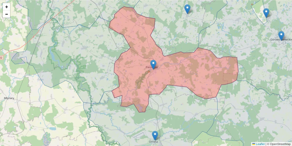 Szczegółowa mapa kodu pocztowego 14-520 z granicami, sąsiednimi kodami pocztowymi i urzędami pocztowymi