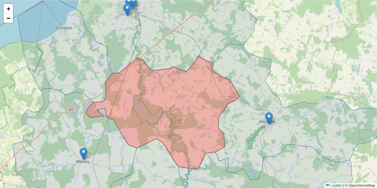 Szczegółowa mapa kodu pocztowego 14-526 z granicami, sąsiednimi kodami pocztowymi i urzędami pocztowymi