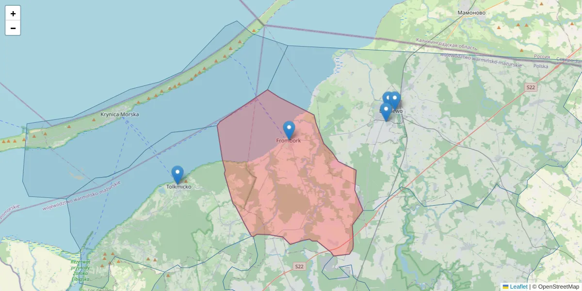 Szczegółowa mapa kodu pocztowego 14-530 z granicami, sąsiednimi kodami pocztowymi i urzędami pocztowymi
