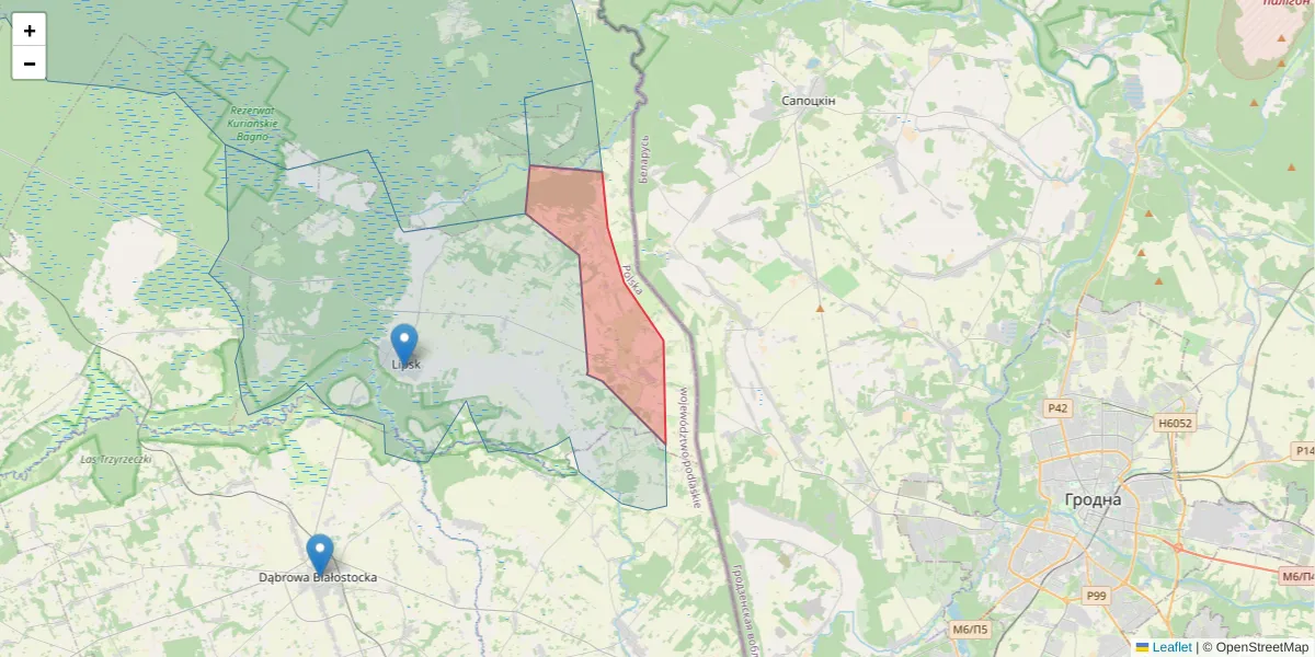 Szczegółowa mapa kodu pocztowego 16-316 z granicami, sąsiednimi kodami pocztowymi i urzędami pocztowymi