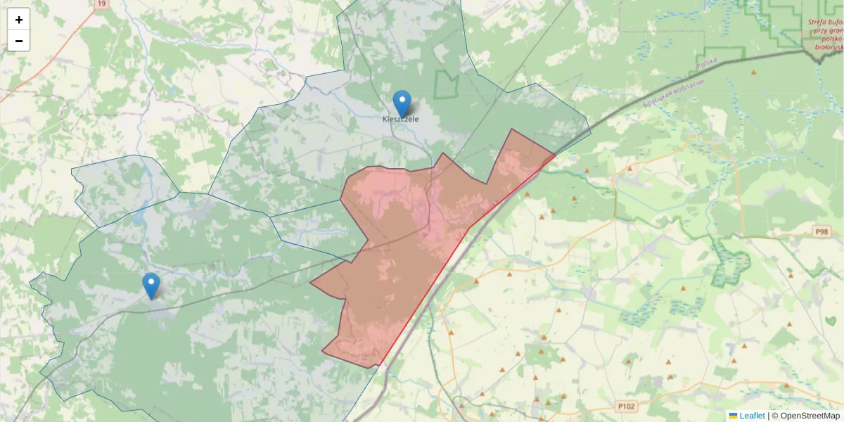 Szczegółowa mapa kodu pocztowego 17-240 z granicami, sąsiednimi kodami pocztowymi i urzędami pocztowymi