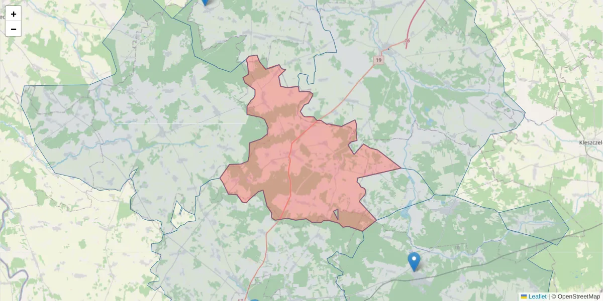 Szczegółowa mapa kodu pocztowego 17-306 z granicami, sąsiednimi kodami pocztowymi i urzędami pocztowymi