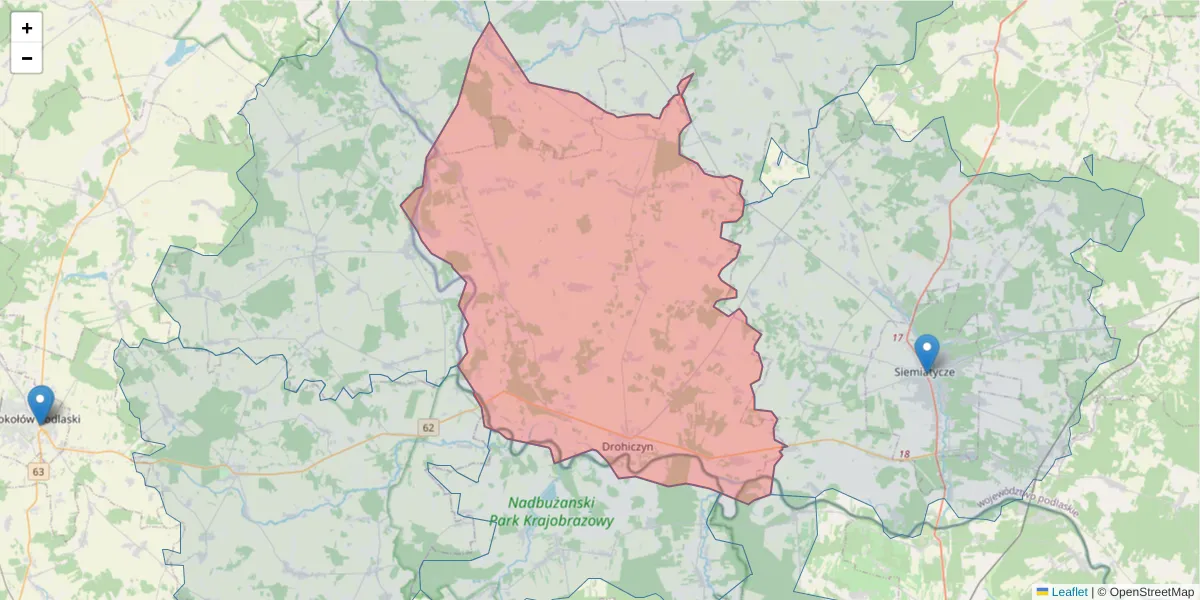 Szczegółowa mapa kodu pocztowego 17-312 z granicami, sąsiednimi kodami pocztowymi i urzędami pocztowymi