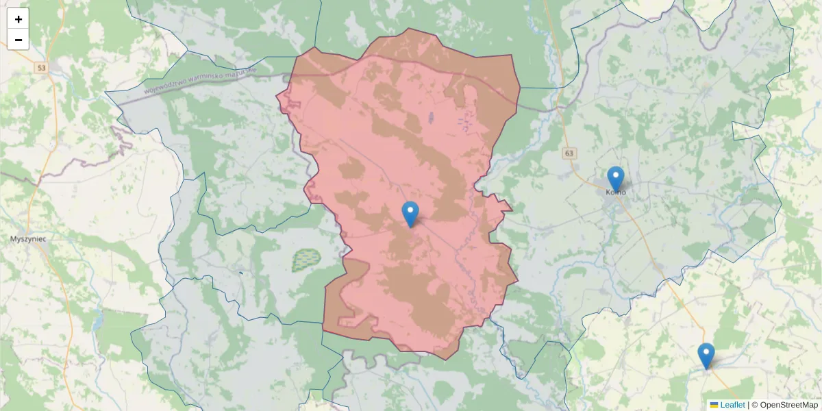 Szczegółowa mapa kodu pocztowego 18-525 z granicami, sąsiednimi kodami pocztowymi i urzędami pocztowymi