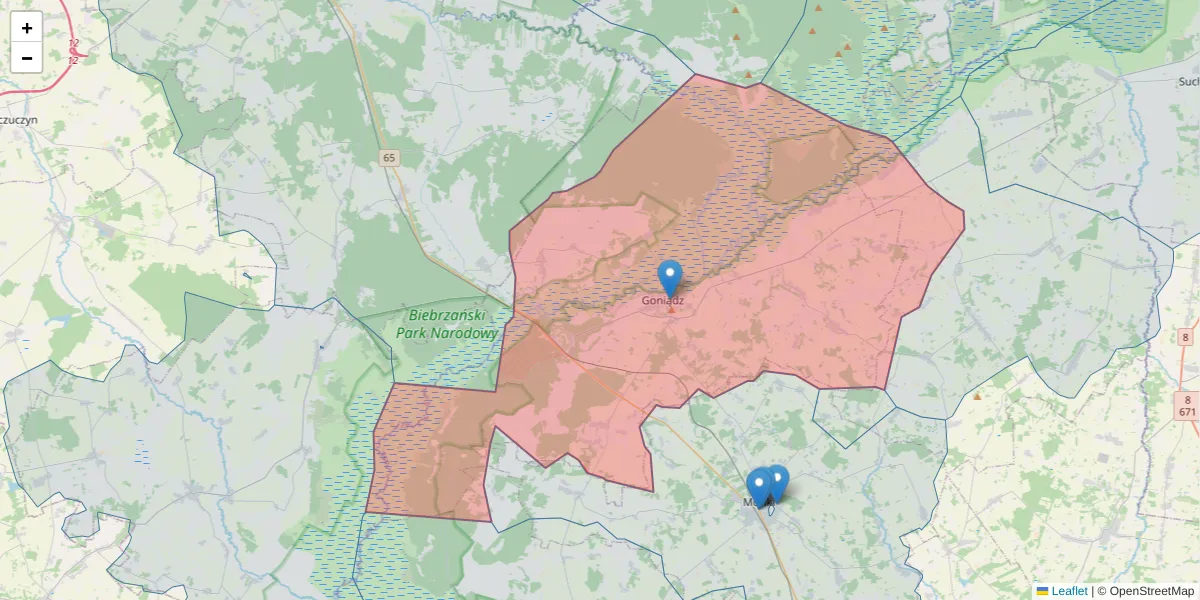 Szczegółowa mapa kodu pocztowego 19-110 z granicami, sąsiednimi kodami pocztowymi i urzędami pocztowymi