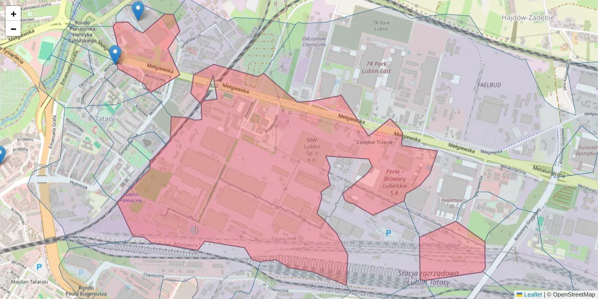 Szczegółowa mapa kodu pocztowego 20-209 z granicami, sąsiednimi kodami pocztowymi i urzędami pocztowymi