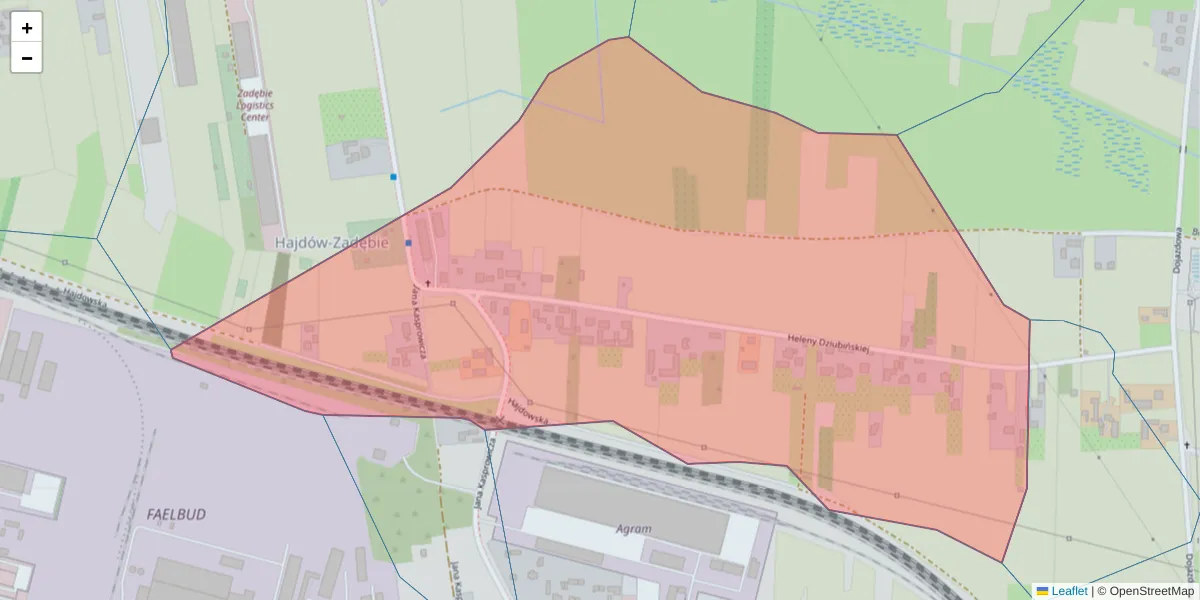 Szczegółowa mapa kodu pocztowego 20-233 z granicami, sąsiednimi kodami pocztowymi i urzędami pocztowymi