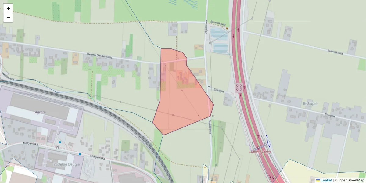 Szczegółowa mapa kodu pocztowego 20-252 z granicami, sąsiednimi kodami pocztowymi i urzędami pocztowymi