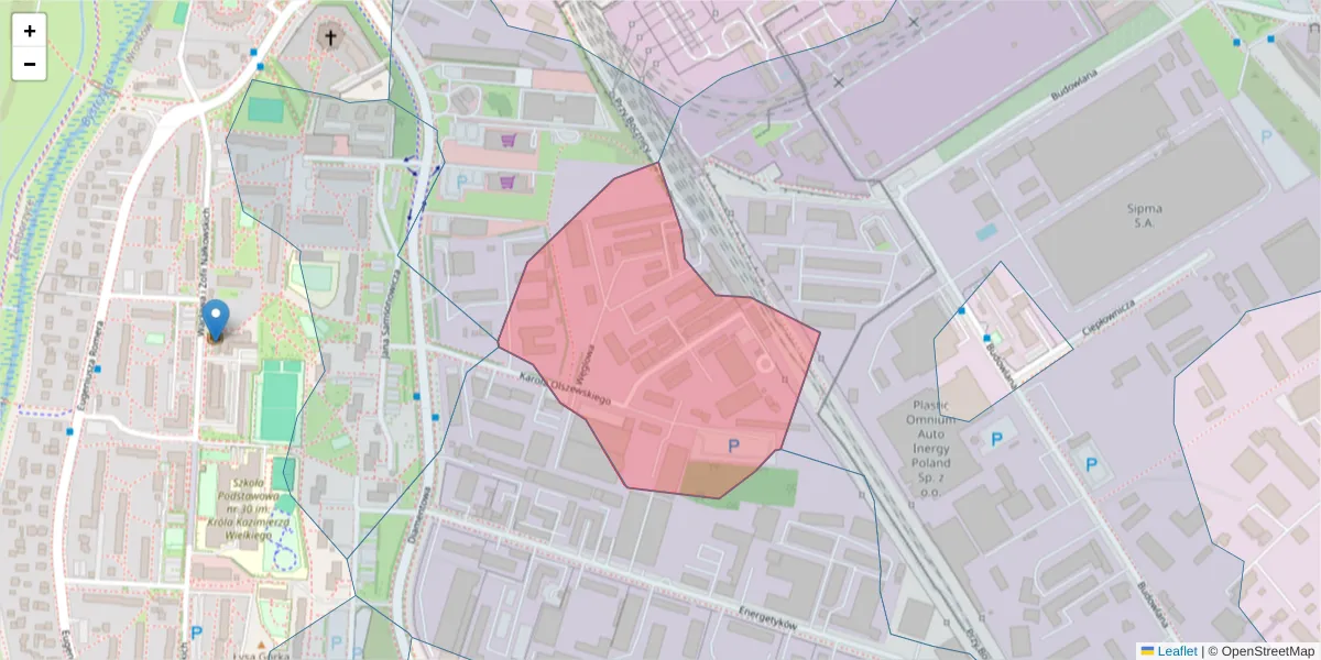 Szczegółowa mapa kodu pocztowego 20-481 z granicami, sąsiednimi kodami pocztowymi i urzędami pocztowymi