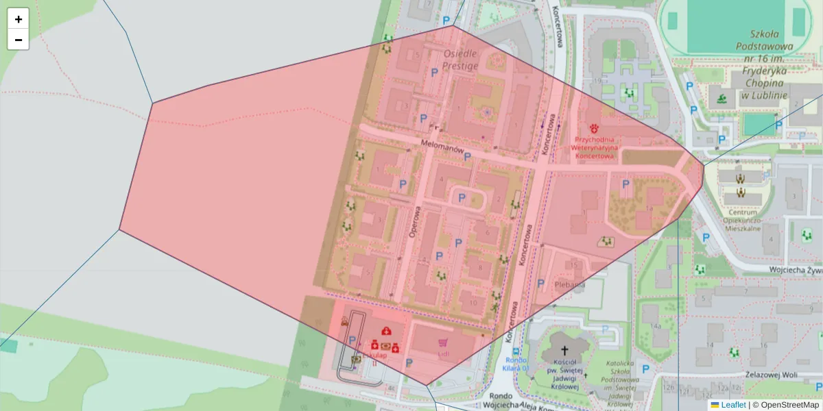 Szczegółowa mapa kodu pocztowego 20-855 z granicami, sąsiednimi kodami pocztowymi i urzędami pocztowymi