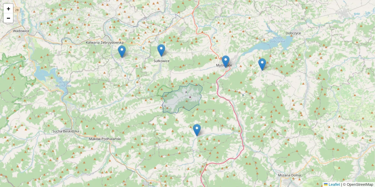 Szczegółowa mapa kodu pocztowego 23-438 z granicami, sąsiednimi kodami pocztowymi i urzędami pocztowymi