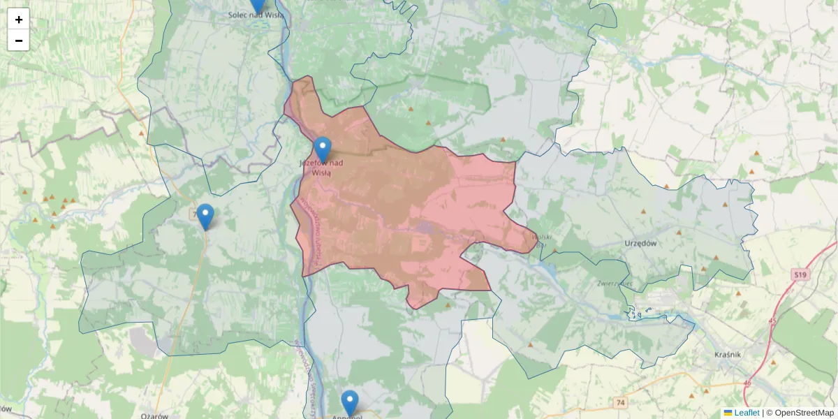 Szczegółowa mapa kodu pocztowego 24-340 z granicami, sąsiednimi kodami pocztowymi i urzędami pocztowymi