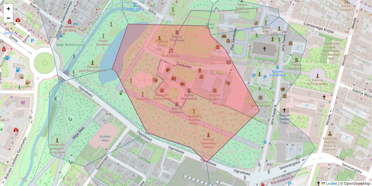 Szczegółowa mapa kodu pocztowego 25-009 z granicami, sąsiednimi kodami pocztowymi i urzędami pocztowymi