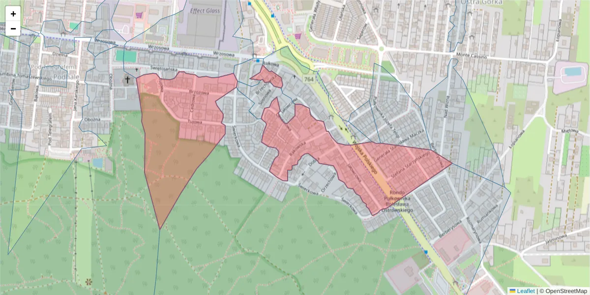 Szczegółowa mapa kodu pocztowego 25-209 z granicami, sąsiednimi kodami pocztowymi i urzędami pocztowymi