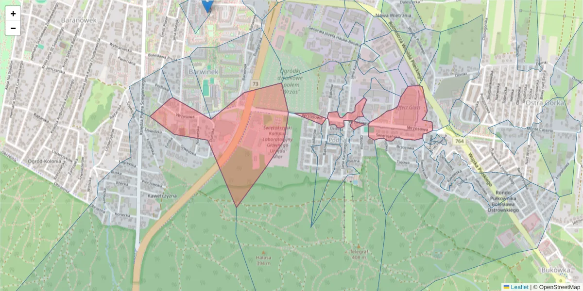 Szczegółowa mapa kodu pocztowego 25-211 z granicami, sąsiednimi kodami pocztowymi i urzędami pocztowymi