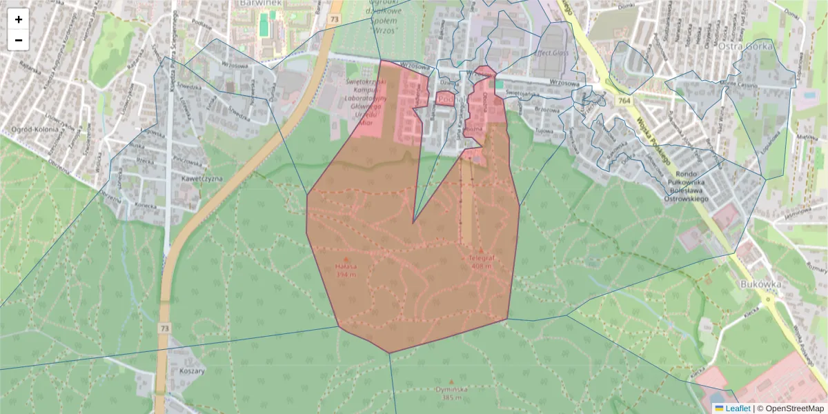 Szczegółowa mapa kodu pocztowego 25-212 z granicami, sąsiednimi kodami pocztowymi i urzędami pocztowymi