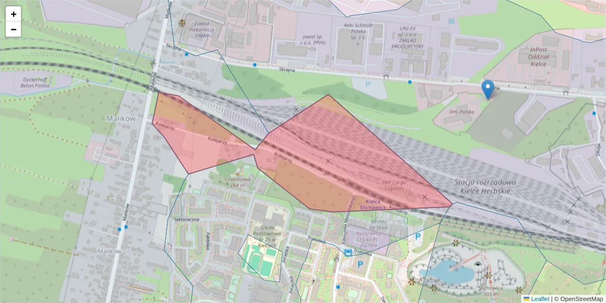 Szczegółowa mapa kodu pocztowego 25-644 z granicami, sąsiednimi kodami pocztowymi i urzędami pocztowymi