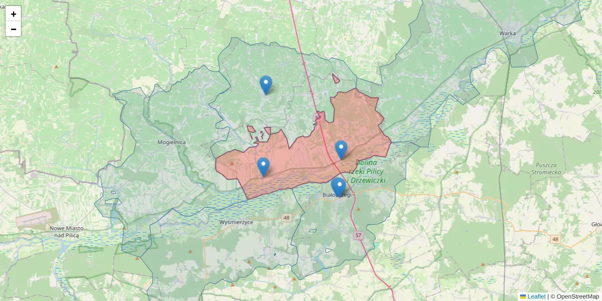 Szczegółowa mapa kodu pocztowego 26-803 z granicami, sąsiednimi kodami pocztowymi i urzędami pocztowymi