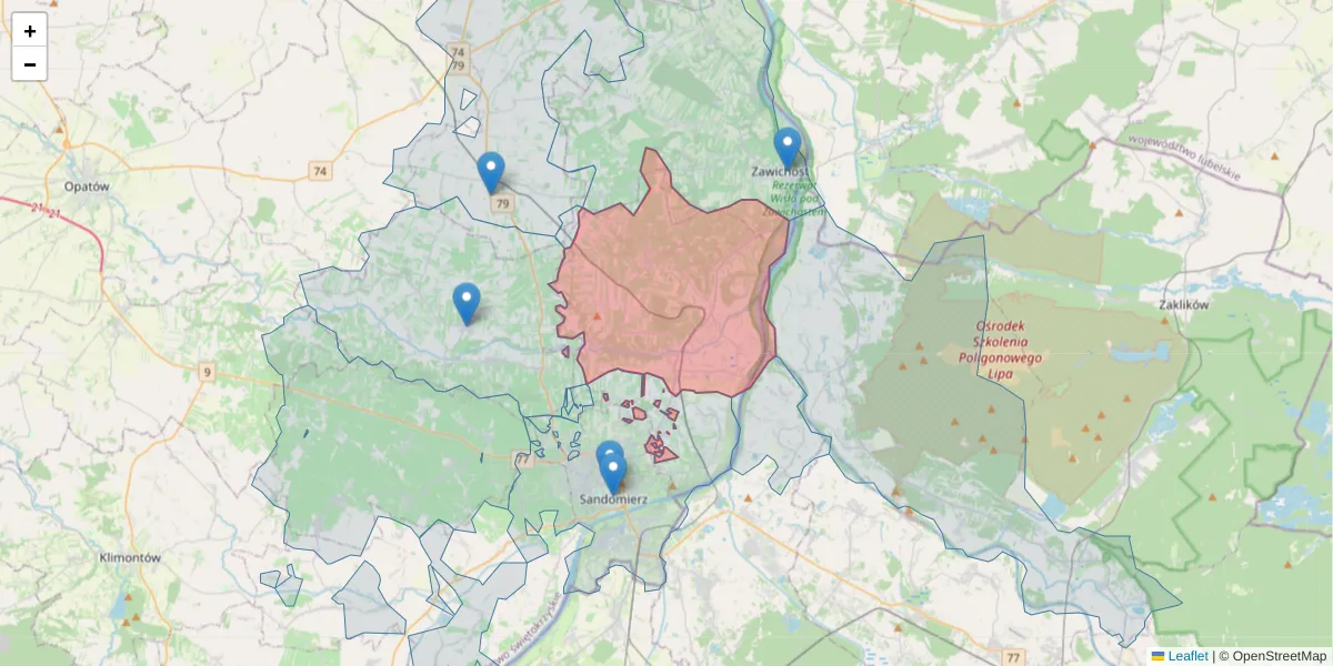 Szczegółowa mapa kodu pocztowego 27-620 z granicami, sąsiednimi kodami pocztowymi i urzędami pocztowymi