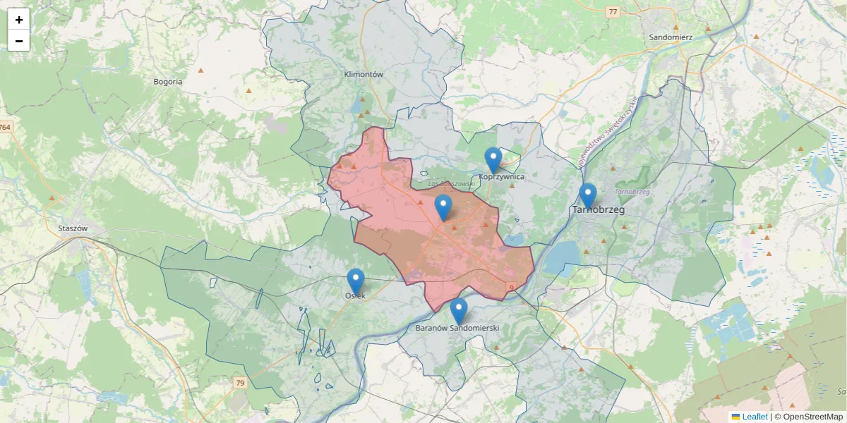Szczegółowa mapa kodu pocztowego 27-670 z granicami, sąsiednimi kodami pocztowymi i urzędami pocztowymi