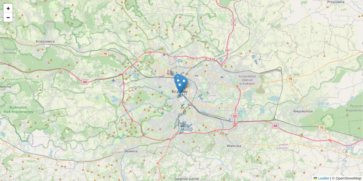 Szczegółowa mapa kodu pocztowego 30-001 z granicami, sąsiednimi kodami pocztowymi i urzędami pocztowymi