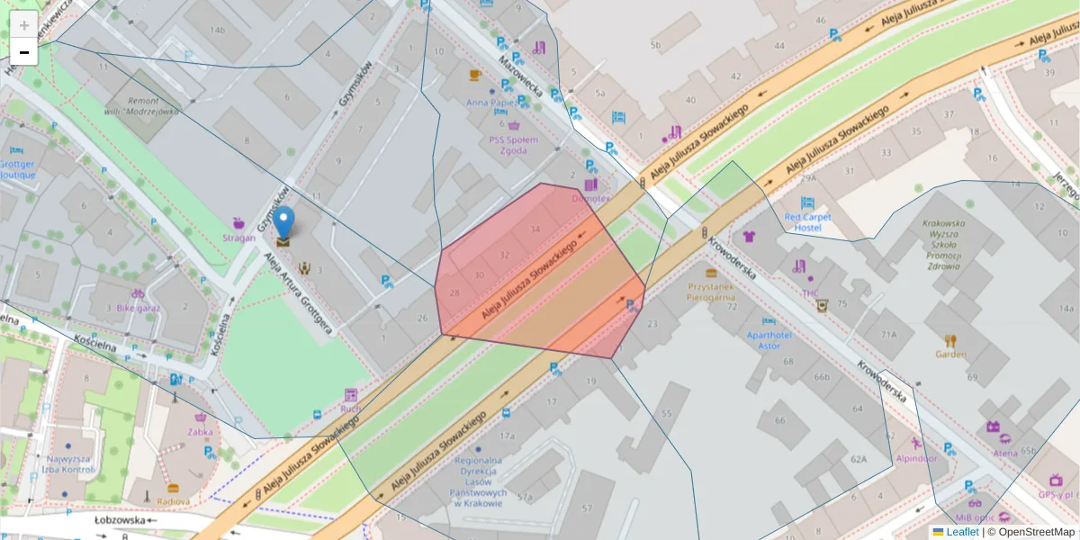 Szczegółowa mapa kodu pocztowego 30-007 z granicami, sąsiednimi kodami pocztowymi i urzędami pocztowymi