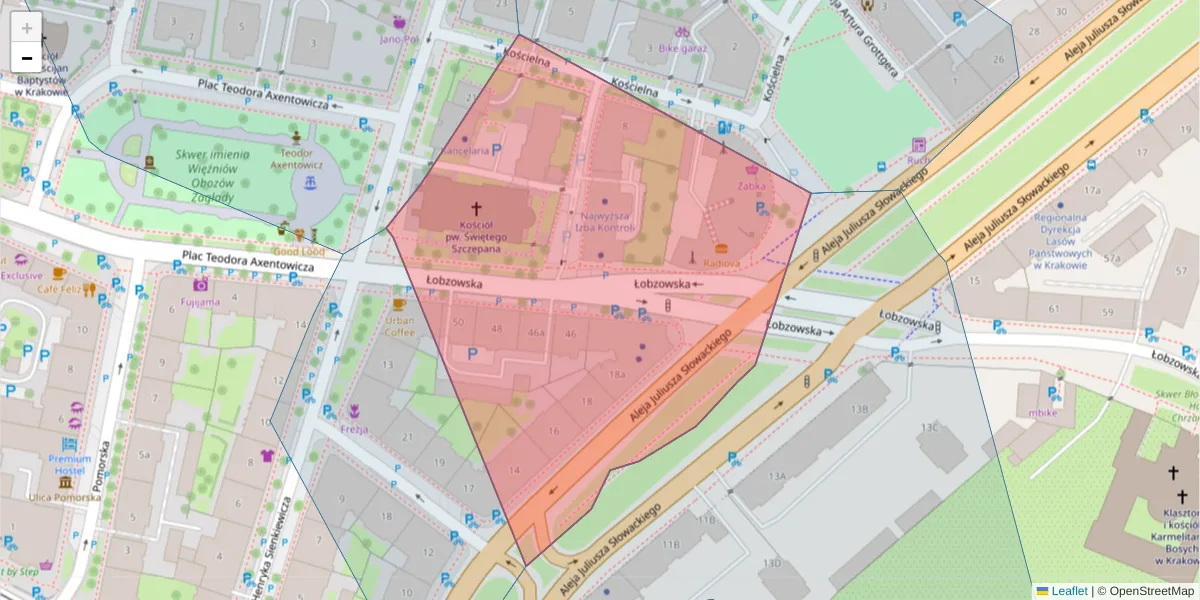 Szczegółowa mapa kodu pocztowego 30-037 z granicami, sąsiednimi kodami pocztowymi i urzędami pocztowymi