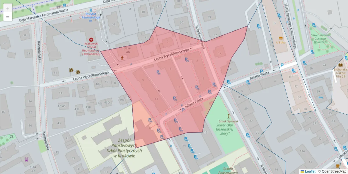 Szczegółowa mapa kodu pocztowego 30-118 z granicami, sąsiednimi kodami pocztowymi i urzędami pocztowymi