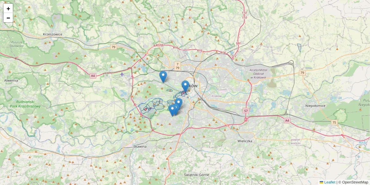 Szczegółowa mapa kodu pocztowego 30-319 z granicami, sąsiednimi kodami pocztowymi i urzędami pocztowymi
