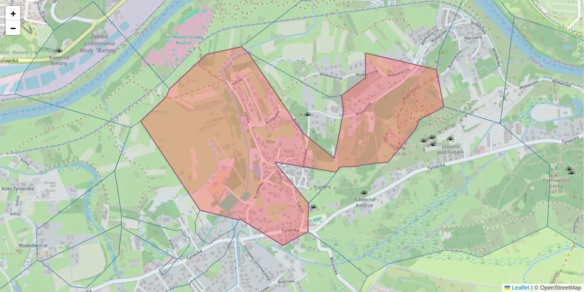 Szczegółowa mapa kodu pocztowego 30-380 z granicami, sąsiednimi kodami pocztowymi i urzędami pocztowymi