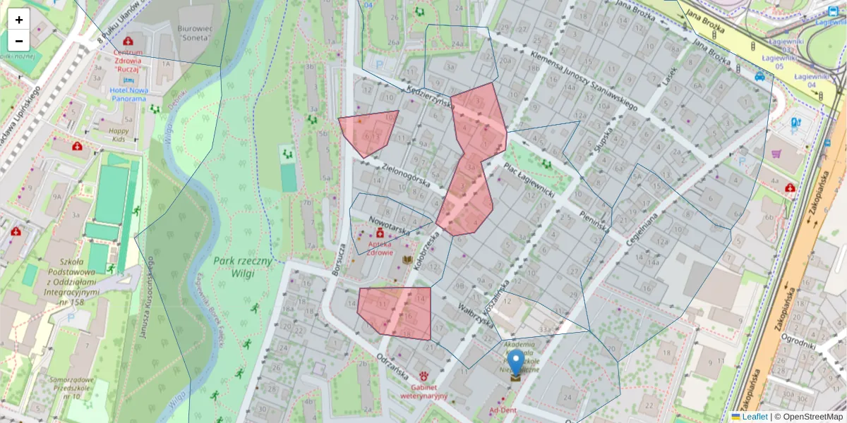 Szczegółowa mapa kodu pocztowego 30-406 z granicami, sąsiednimi kodami pocztowymi i urzędami pocztowymi