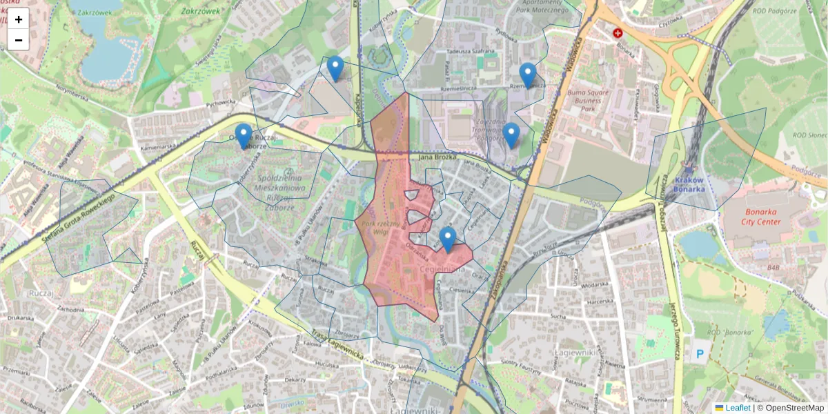Szczegółowa mapa kodu pocztowego 30-408 z granicami, sąsiednimi kodami pocztowymi i urzędami pocztowymi