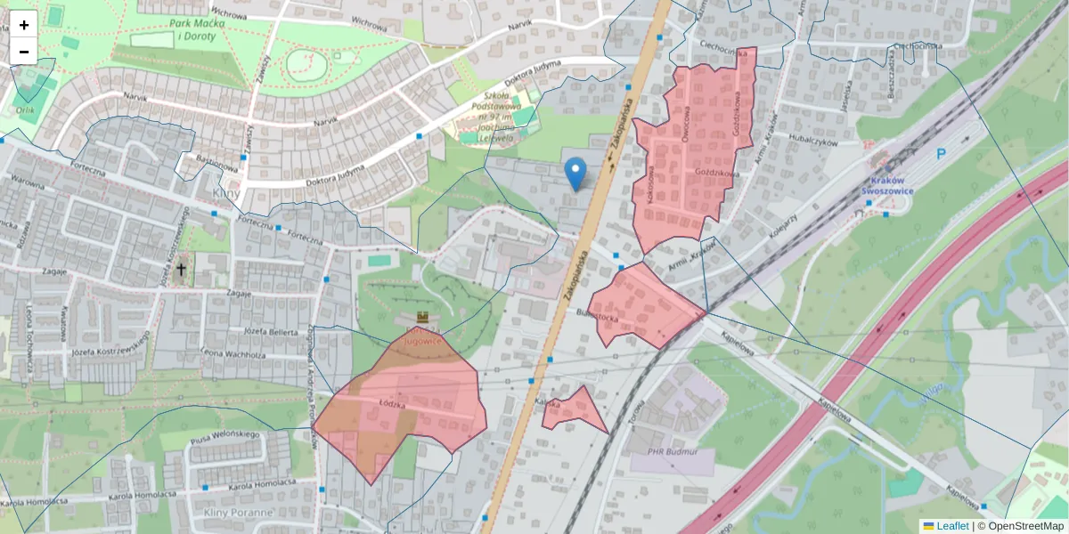 Szczegółowa mapa kodu pocztowego 30-434 z granicami, sąsiednimi kodami pocztowymi i urzędami pocztowymi