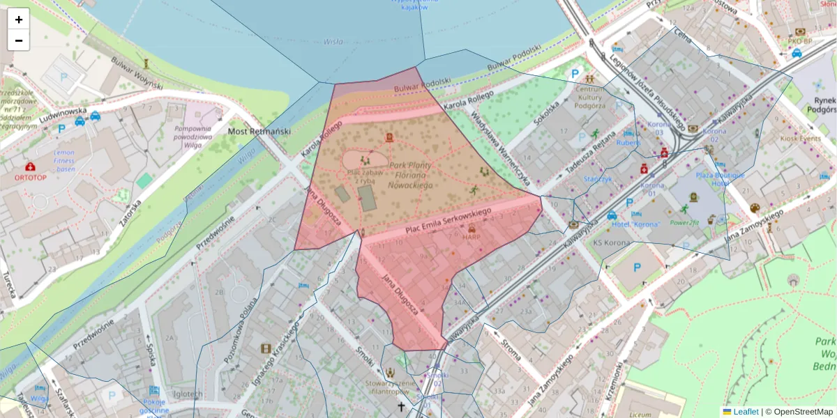 Szczegółowa mapa kodu pocztowego 30-512 z granicami, sąsiednimi kodami pocztowymi i urzędami pocztowymi
