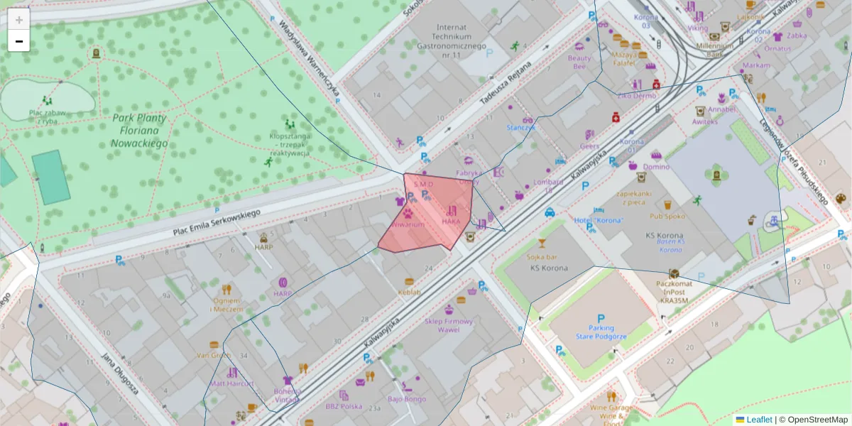 Szczegółowa mapa kodu pocztowego 30-520 z granicami, sąsiednimi kodami pocztowymi i urzędami pocztowymi