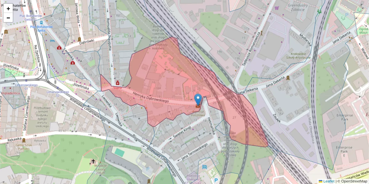Szczegółowa mapa kodu pocztowego 30-532 z granicami, sąsiednimi kodami pocztowymi i urzędami pocztowymi