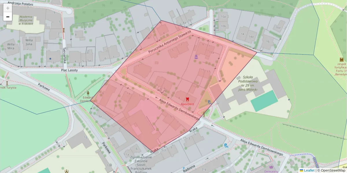 Szczegółowa mapa kodu pocztowego 30-540 z granicami, sąsiednimi kodami pocztowymi i urzędami pocztowymi